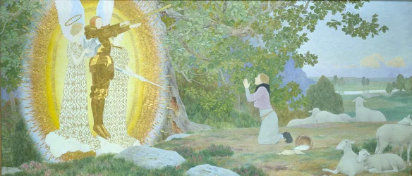 ビジョンとインスピレーション、ジョアンオブアークシリーズA、1911年（油彩、キャンバス上の金箔）